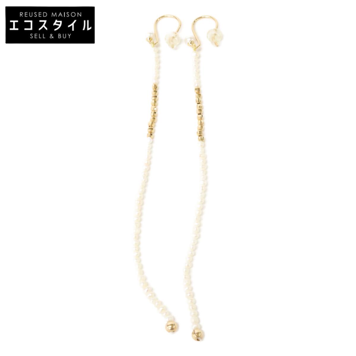 

MIZUKI [Beautiful Condition] 14K Cut Beads/Pearl Long earring Yellow GoldUsed