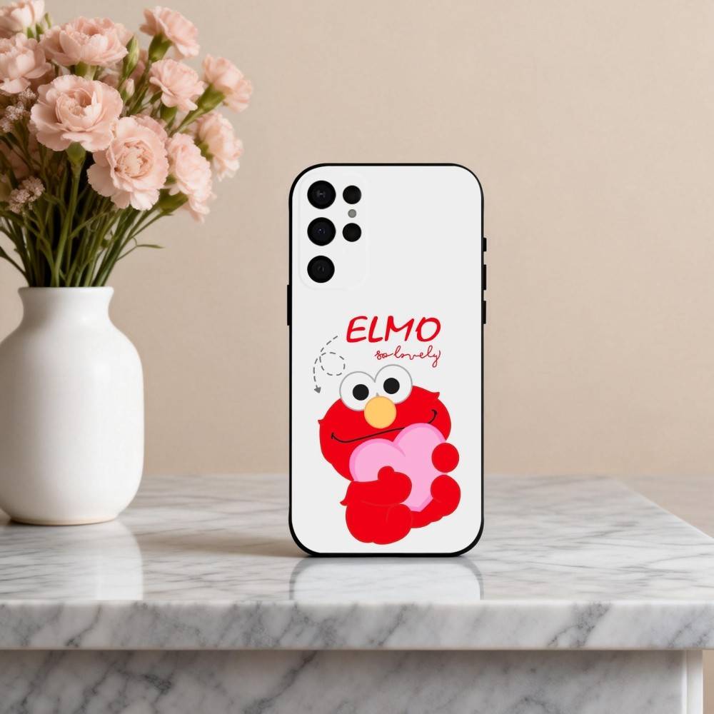 C-Cartoon R-Red Cute A-Elmo-O  Phone Case For Samsung S25,24,23,22,30,21,10,9,Ultra,Plus,Lite,FE,4,5 G Soft Black Case