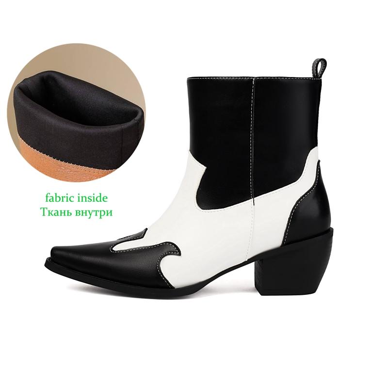 Krazing Po Polyurethane PU Winter Pointed Toe Size 33 Western Boots Size 43 Mixed Color Chunky Heels Ankle Boots