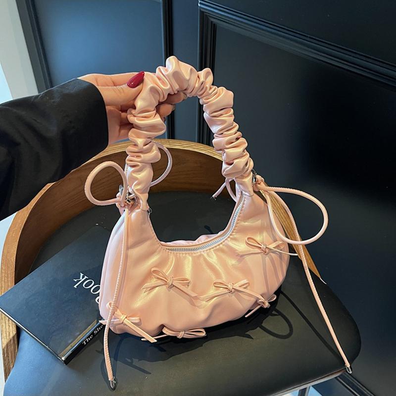 Cute Bow Tie Design Underarm Bags for Women Y2K Korean Fashion Handbags and Purses Pu Leather Shoulder Bag Designer Bag CLE