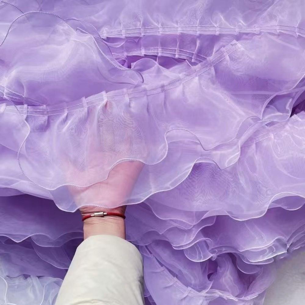 Sheer Organza Material Scalloped Edge Frill Ribbon Double Layer Lace Trim  Curtain Decoration