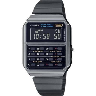 Casio Vintage Series Digital Watch CA-500WEGG-1B Unisex 8-Digit Calculator Function Metal Band Dark Gray Metallic
