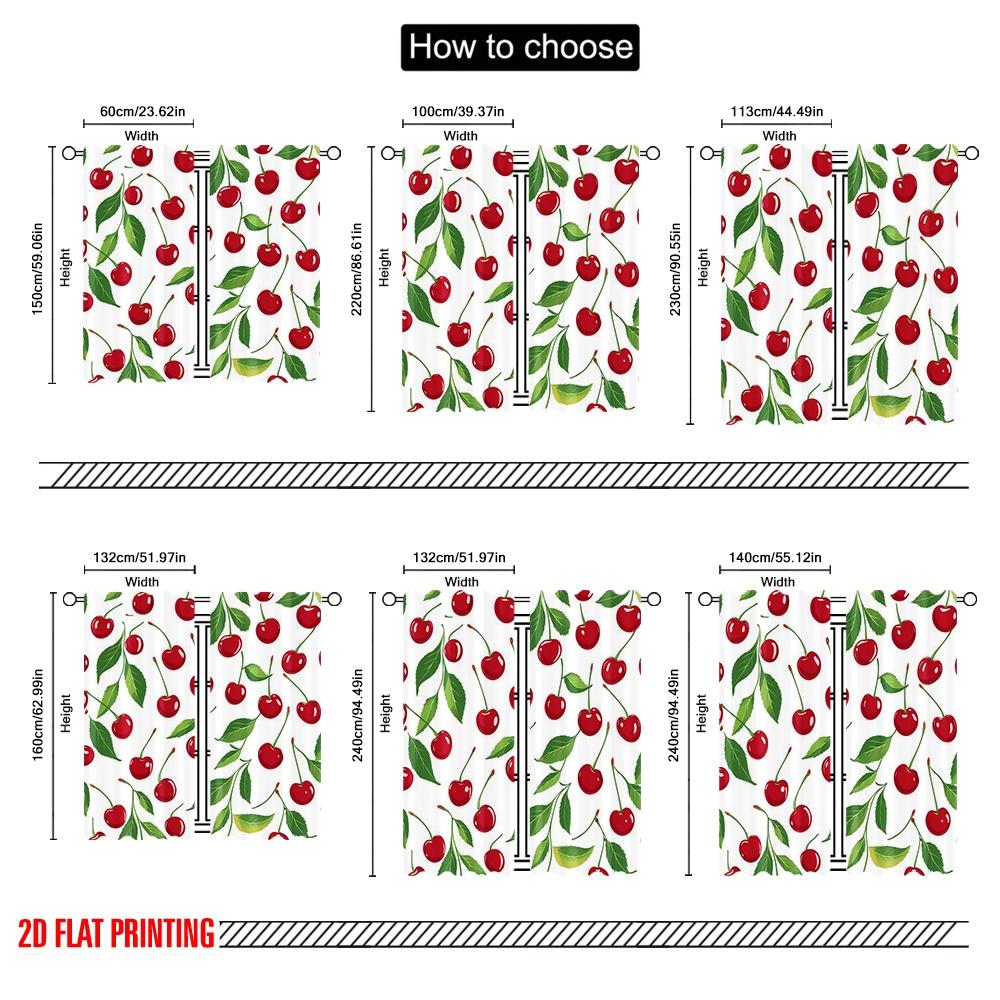 2pcs,2D Plane Printing Minimalist Curtains Cherry Delight (2) Versatile Polyester (without Rod) Gifts Use for Bedroom,