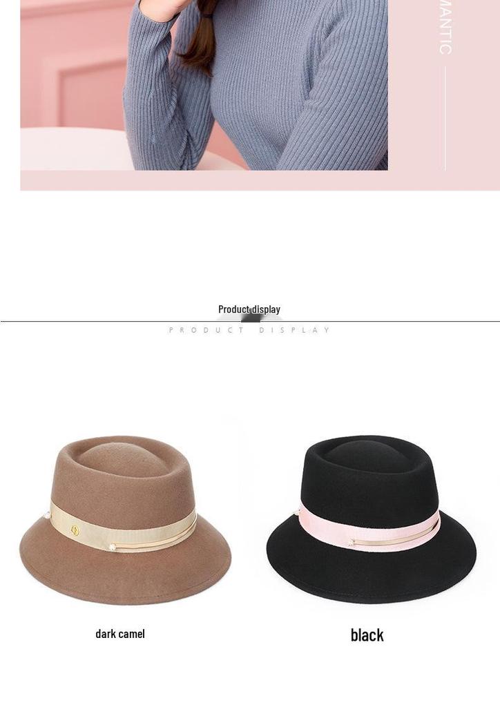 2025 Women's Elegant Autumn/Winter Wool Felt Top Hat - Stylish, Warm Travel & Shopping Bucket Hat