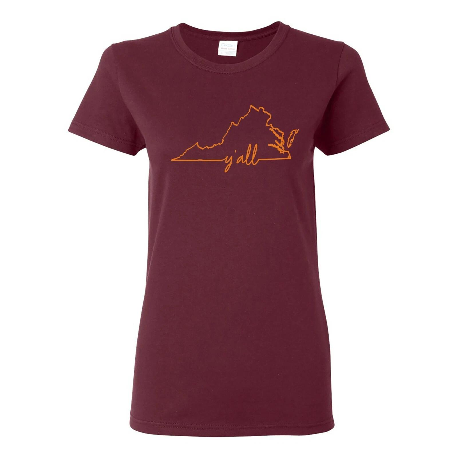 Virginia Y all State Outline - Funny Cute Chesapeake Womens T-Shirt 2XL