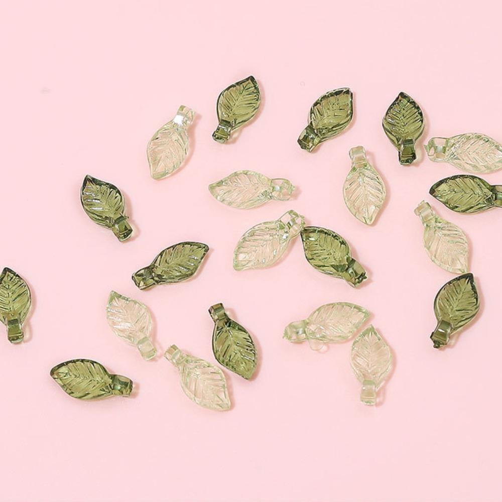 Transparent Green Transparent Leaf Shape Beads Acrylic Beads Charms Leaf Shape Beads  Women