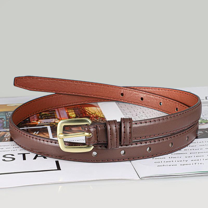 New women's pin buckle belt, fashionable, versatile, simple decoration, trendy, pure color, thin waistband, suitable for jeans