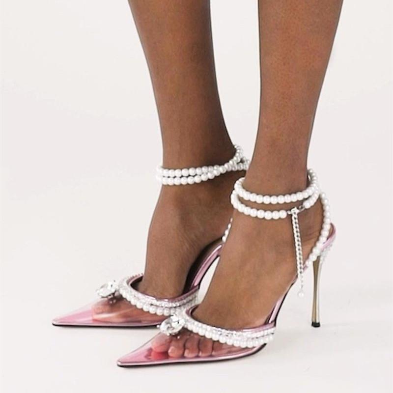 Clearance!!! Luxury Rhinestones Transparent PVC High Quality Women Pumps Sandals Summer Stiletto High Heels Party Shoes