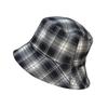High Quality Plaid Contrasting Color Double-Sided Cotton Bucket Hat Female Retro Face Small Face Hat Tide