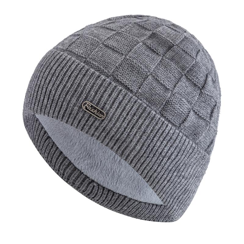 Nová unisex zimní čepice s plyšovou podšívkou z umělé kožešiny, teplá, malý čtvercový styl, měkká pletená čepice pro muže a ženy, zateplená, pletená čepice pro lyžování a sport