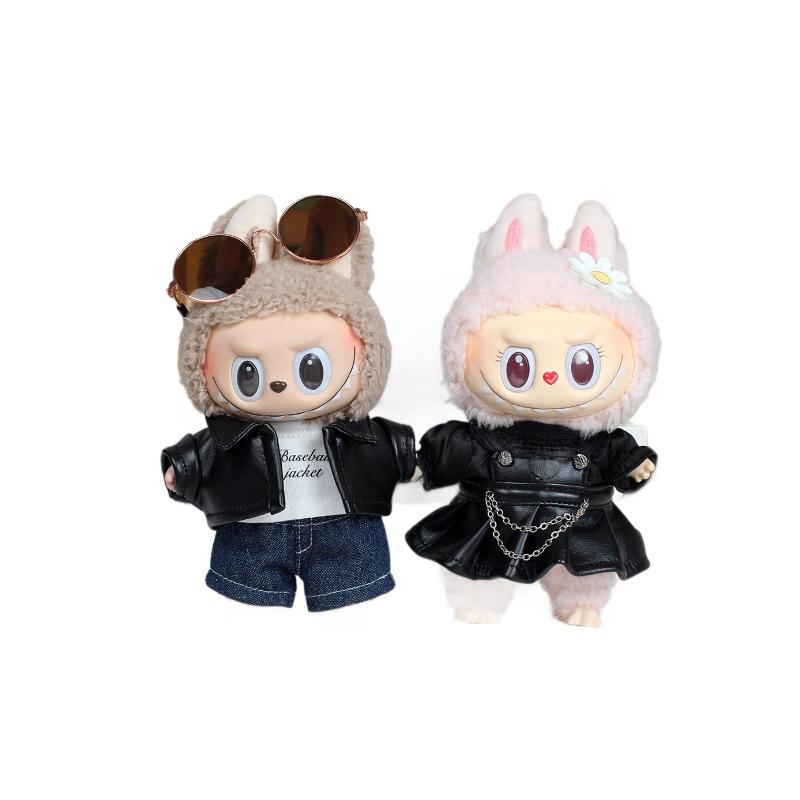 Labubu Doll Clothes Universal Fashion Handsome Leather Jacket Leather Jacket Doll Pendant Clothes