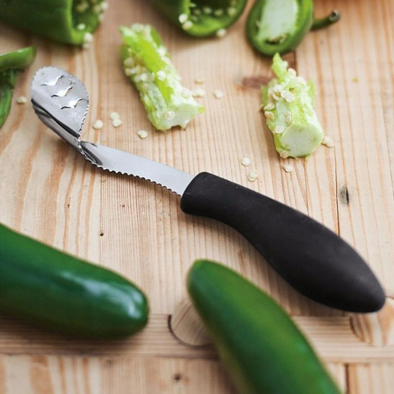 Stainless Steel Pepper Corer Knife Creative Bitter Cucumber Chili Vegetable Fruit Fast Seed Remover Cutter Kitchen Gadgets