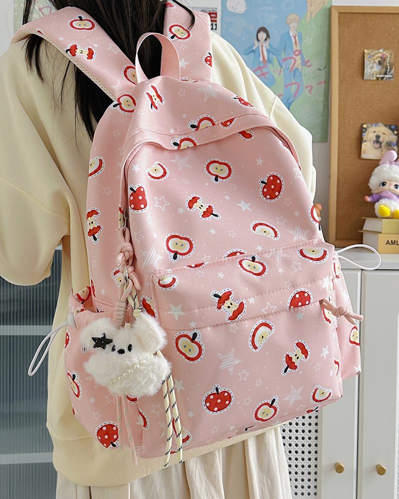 Lightweight Cute Print Backpack for Middle & High School Girls: Large Capacity