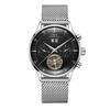 New CARNIVAL Grey Dial Luxury Tourbillon Watch For Men Mechanical Travel Time Wrist Watch Men Leather Waterproof