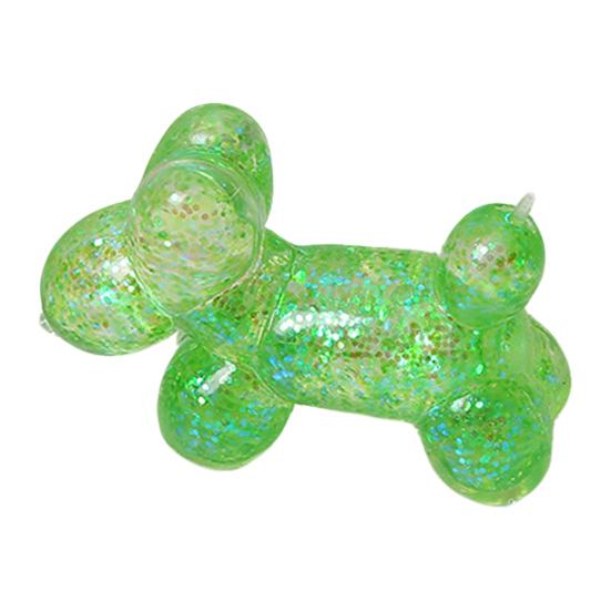 Glitter Balloon Dog Squeeze Toy, Stress Relief Transparent Dog Sensory Toy, Soft Stretchy Animal Shape Fidget Toy for Home Office Classroom