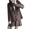 AOTYP High School Girl Uniform Cosplay Costume Ribbon Pleated and Available In Two Navy and Black Size Blazer, 5-Piece Set, Shirt, Skirt, Blazer,