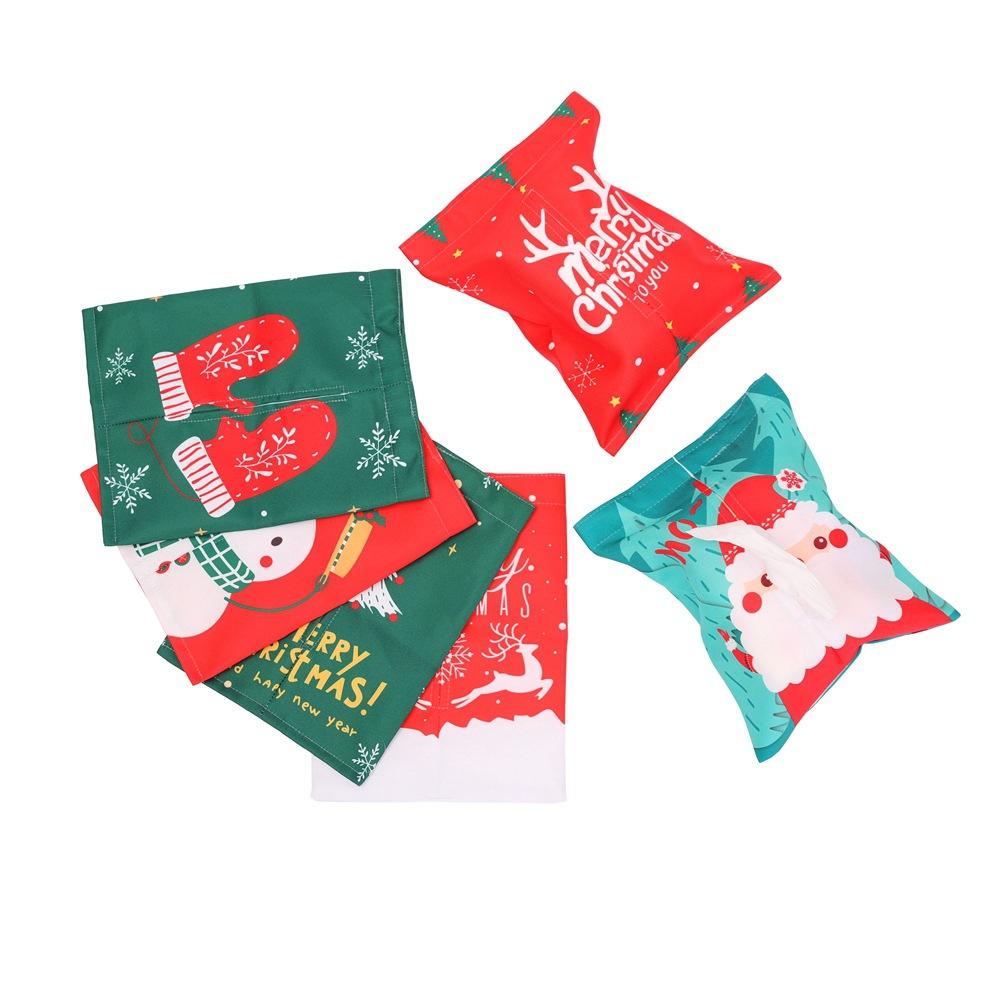Christmas Tissue Box Cover Bag Cartoon Santa Tissue Covers Kitchen Dinner Party Table Decors Christmas Decorations for Home
