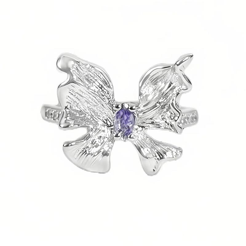 Neun Violett Aus Feuer Violett Zirkon Gebürsteter Offener Ring Damen Nische High-End Farbjuwel Persönlichkeit Leichter Luxus Ring