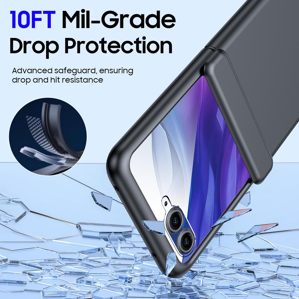 For Motorola Razr 50 Ultra 2024 With Hinge Protection,Screen Protector,Full-Body Rugged Anti-Scratch Shockproof Phone Case-Black