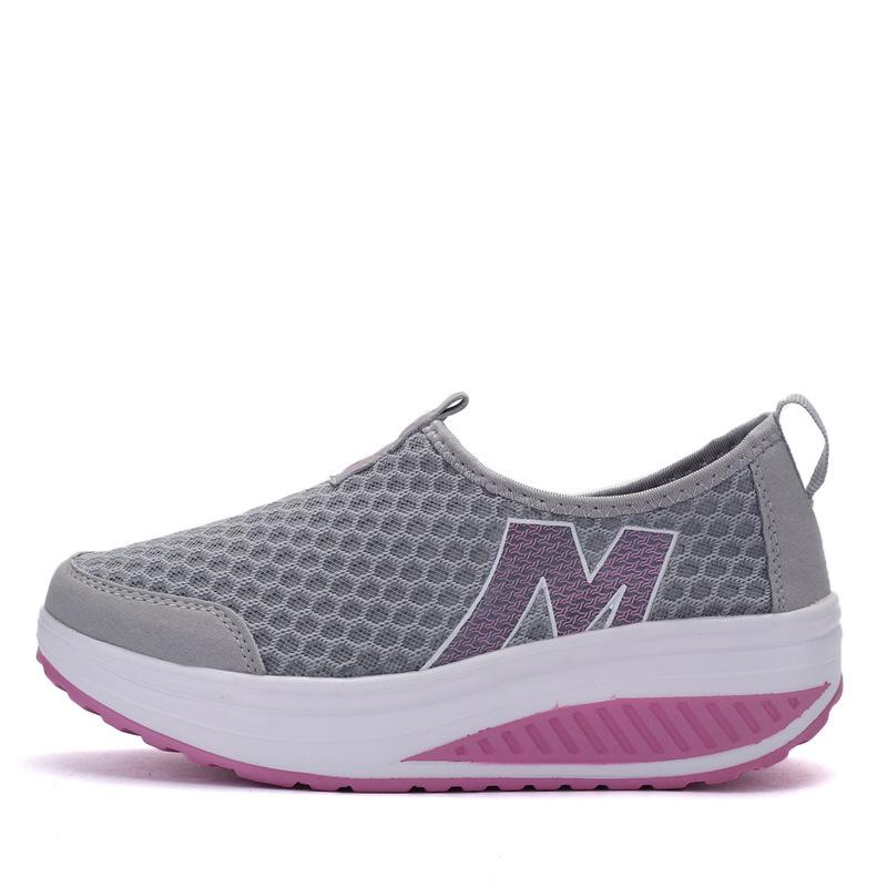 

Spring and summer new rocking shoes women s shoes casual sports muffin shoes wedge heel single shoes mesh 40 сірий колір