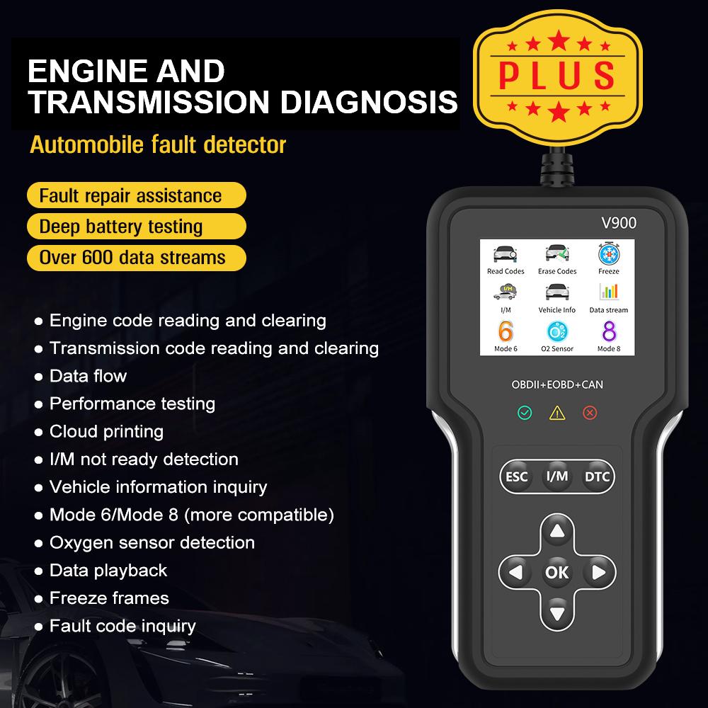 Motorprüfsystem V900 Autodiagnosewerkzeug Auto OBD2 Code-Leser Code löschen/entfernen OBD II EOBD Scanner Batterietester Fehlercode löschen