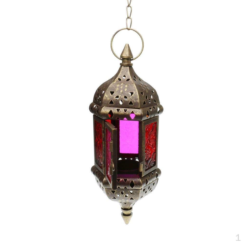 Chain Hanging Glass Candlestick Candle Holder Lantern Lamp