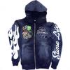 2025 New Cross-border Trendy Brand Goth Hooded Cardigan Sweater Jacket Embroidery Street Trend Printing Men and Women