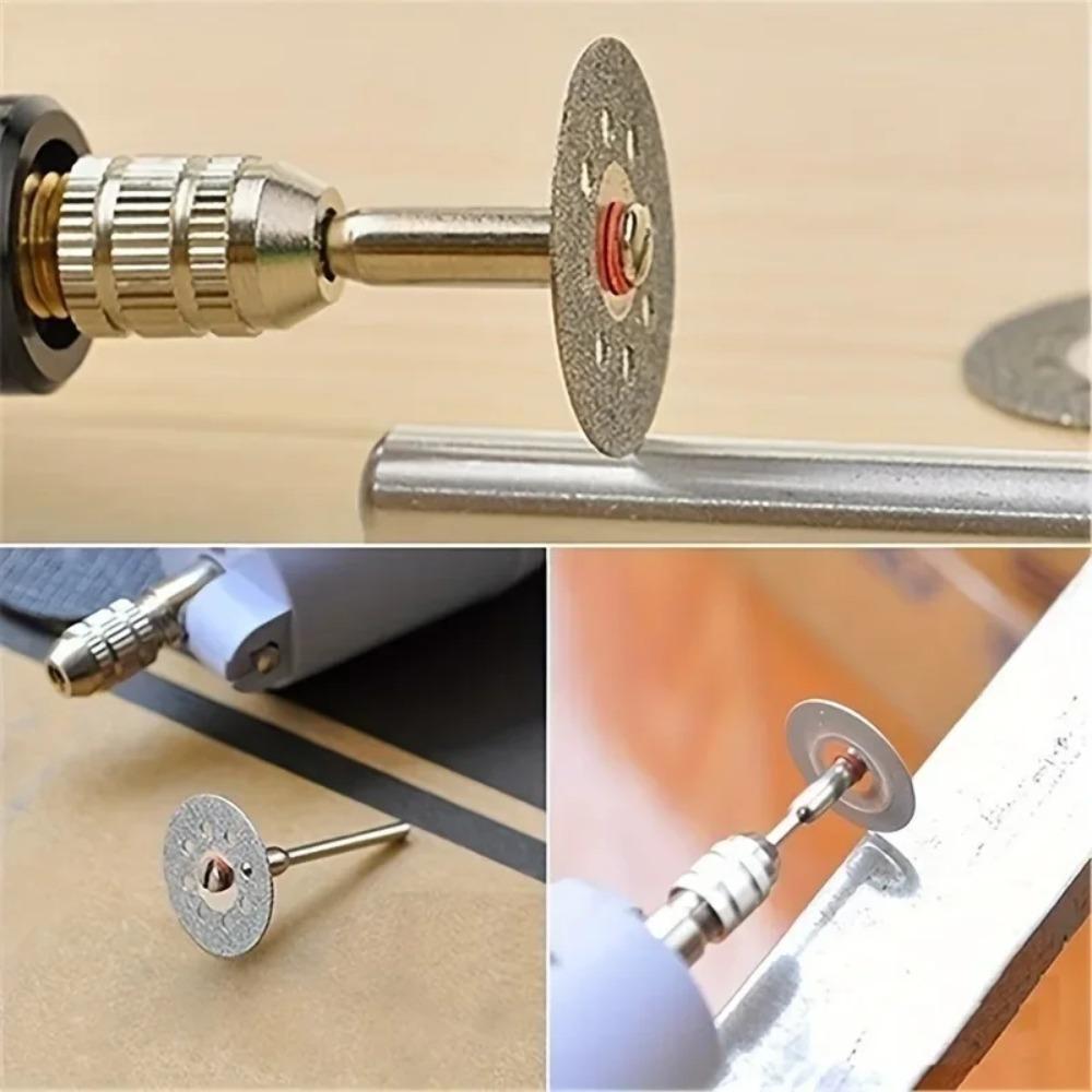 12Pcs Diamond Cutting Wheel Cut Off Discs 22mm Coated Rotary Tool WITH/ Mandrel 3mm Metal Marble DIY Tools Accessories
