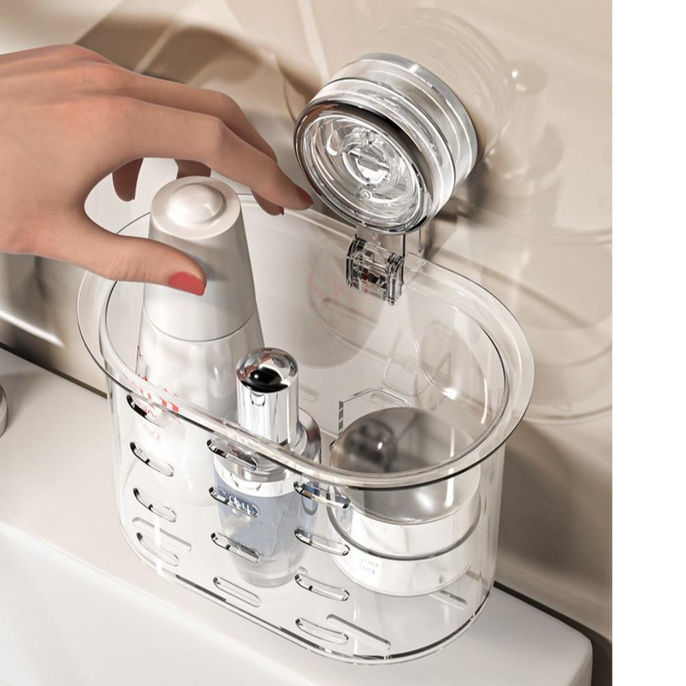 Wall Mounted Face Towel Storage Rack Punching-free Toilet Washstand Suction Cup Shelf  Home
