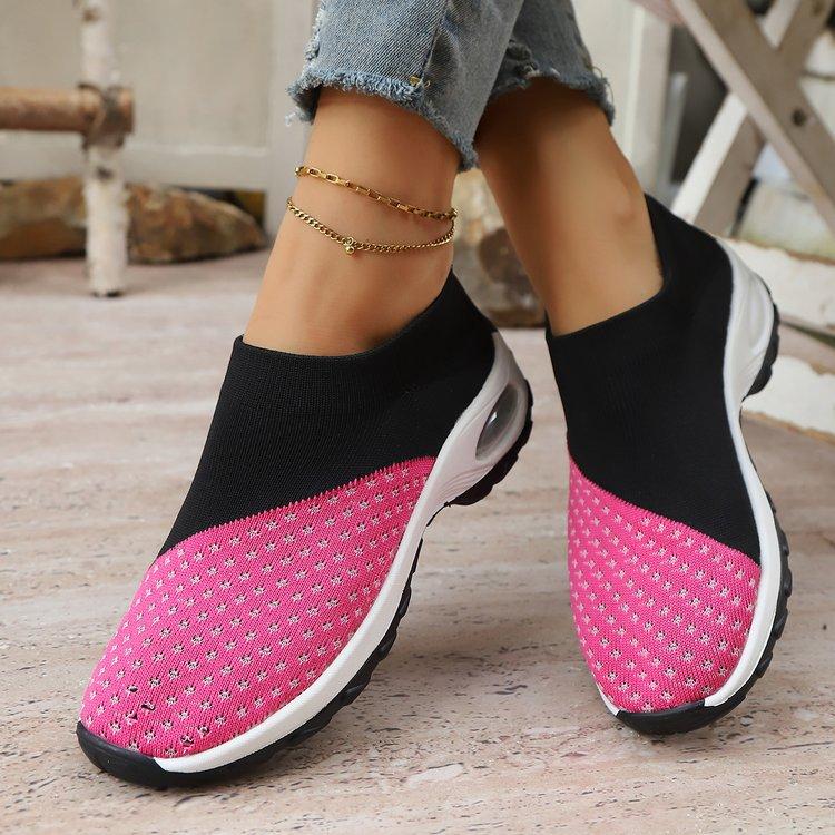 

Large size fly-woven casual single shoes for women s spring and autumn new breathable double color fashion single shoes for women 43 розы красного