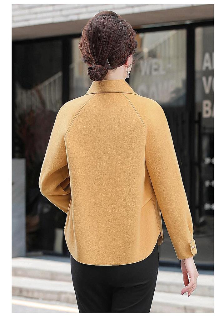 Autumn Winter Stylish Double-Sided Wool Coat - Slim Fit, Age-Reducing Short Style for Moms