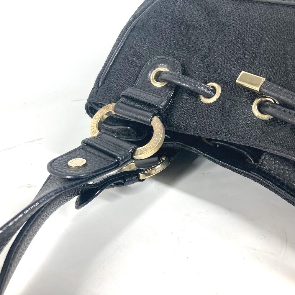 Bvlgari Logo Mania Bag Shoulder Bag Tote Bag Leather/Canvas Black/GoldHardware