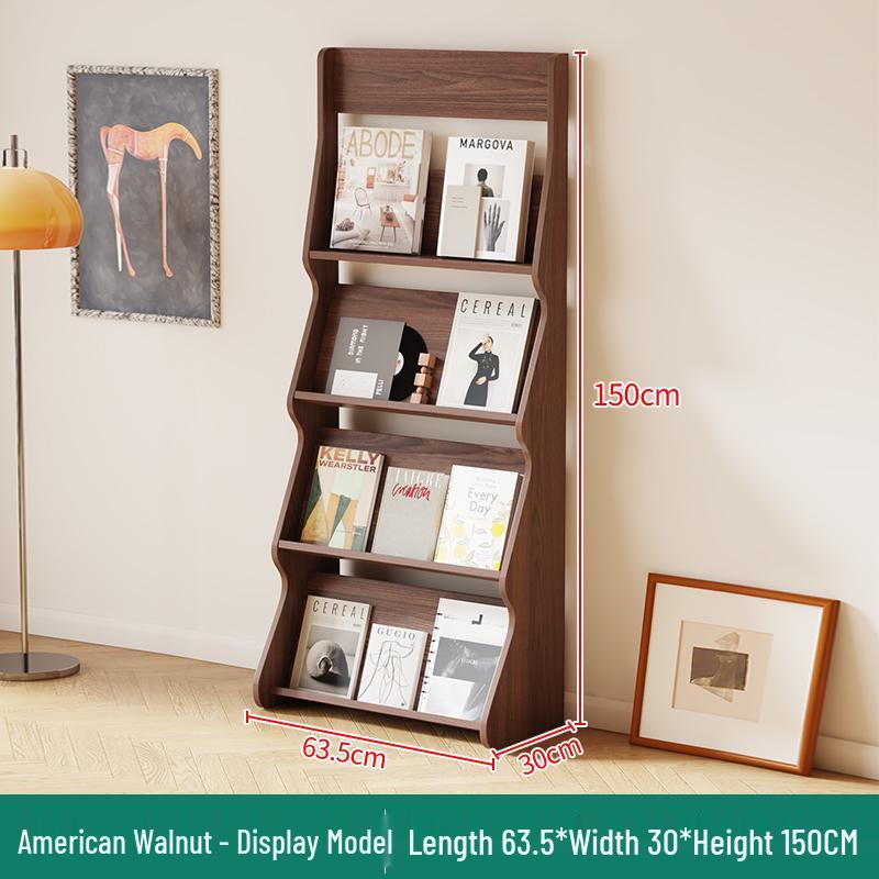 Floor-Standing Bookshelf & Magazine Display Rack