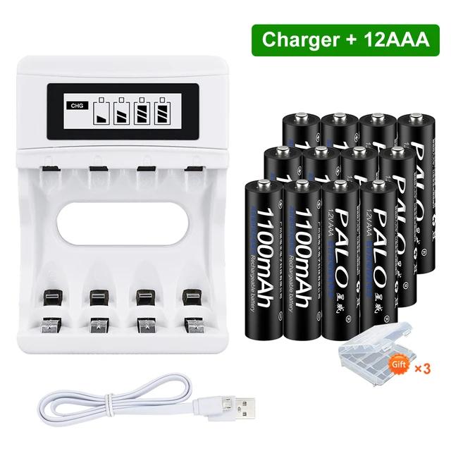 PALO AA 1.2v Rechargeable Batteries + AAA rechargeable battery for toys + 1.2V Battery charger for 1.2V Ni-MH AA AAA battery