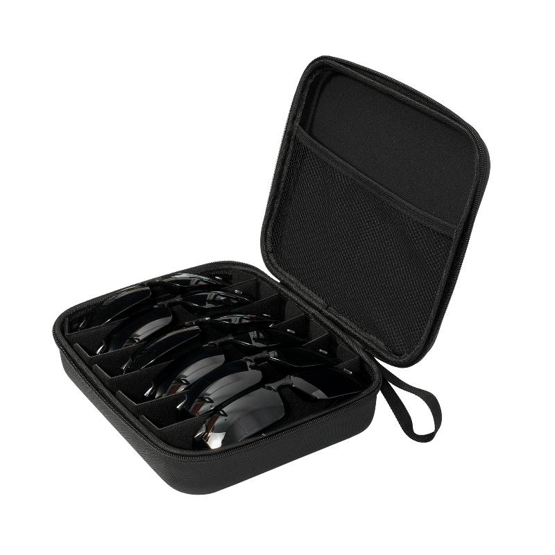 4/5/6/7/8 Compartments Adjustable Glasses Organizer, Portable Black Storage Bag Case For Travel, Sturdy Dividers Eyewear Box