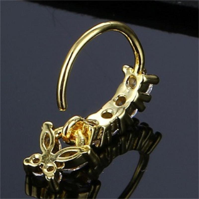 1Pc Inlaid With Stone Nose Ring Adjustable Nose Clip Butterfly Nose Ring Jewelry