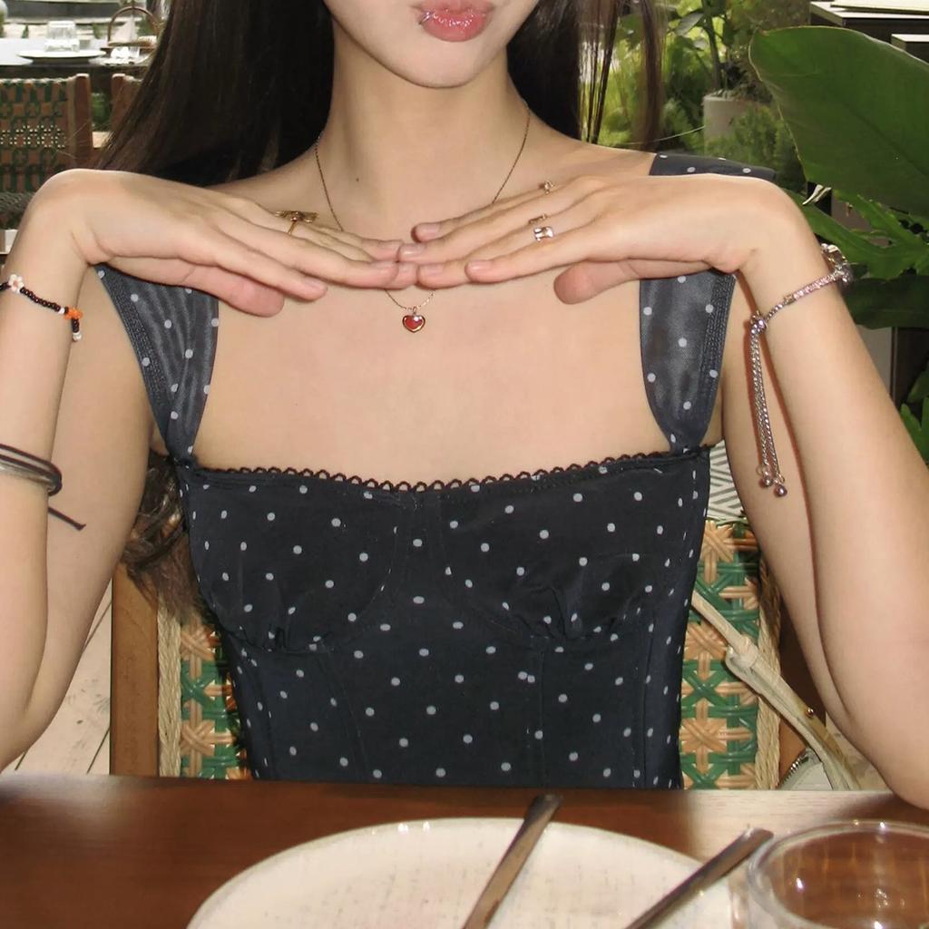 European and American summer new sexy slim and thin sling vest polka dot personalized design women's top