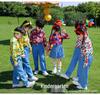In-Stock Hong Kong Style Floral Cheerleading Uniforms for Boys & Girls - Short Sleeve Performance Costumes (Kindergarten)