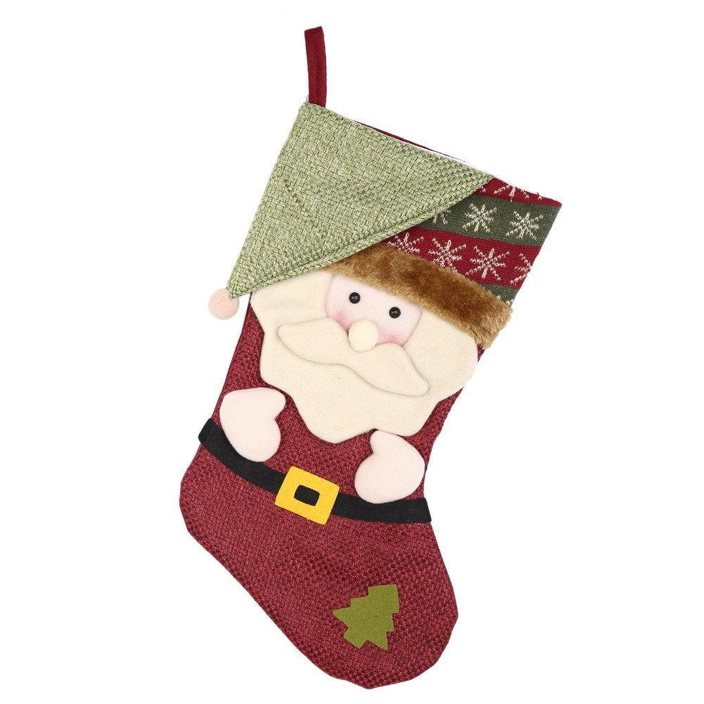 Santa Stocking Christmas Claus Snowman Decorative Pendant Cartoon Kids Gifts