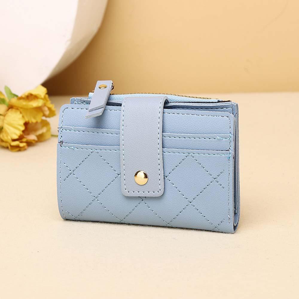 Transparent Women Lingge Wallet Portable Lady Short PU Purses Versatile Solid Color Card Bag  Work