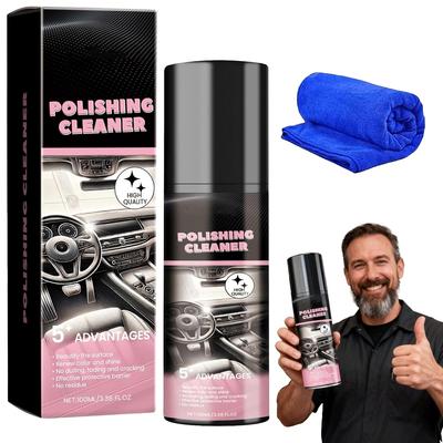 Car Interior Protectant Spray, Polishing Cleaner Car Interior, Finish No Greasy Wet Look, Restore To Factory Like Condition, Suitable for Rubber