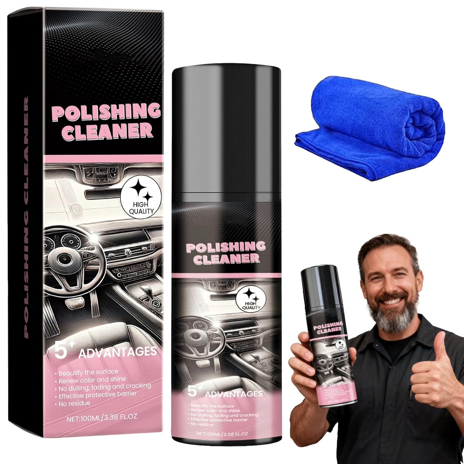 

Спрей для защиты салона автомобиля, Полирующий очиститель салона автомобиля, Финиш без жирного мокрого блеска, Восстанавливает до состояния как с завода, Подходит для резины 1pcs