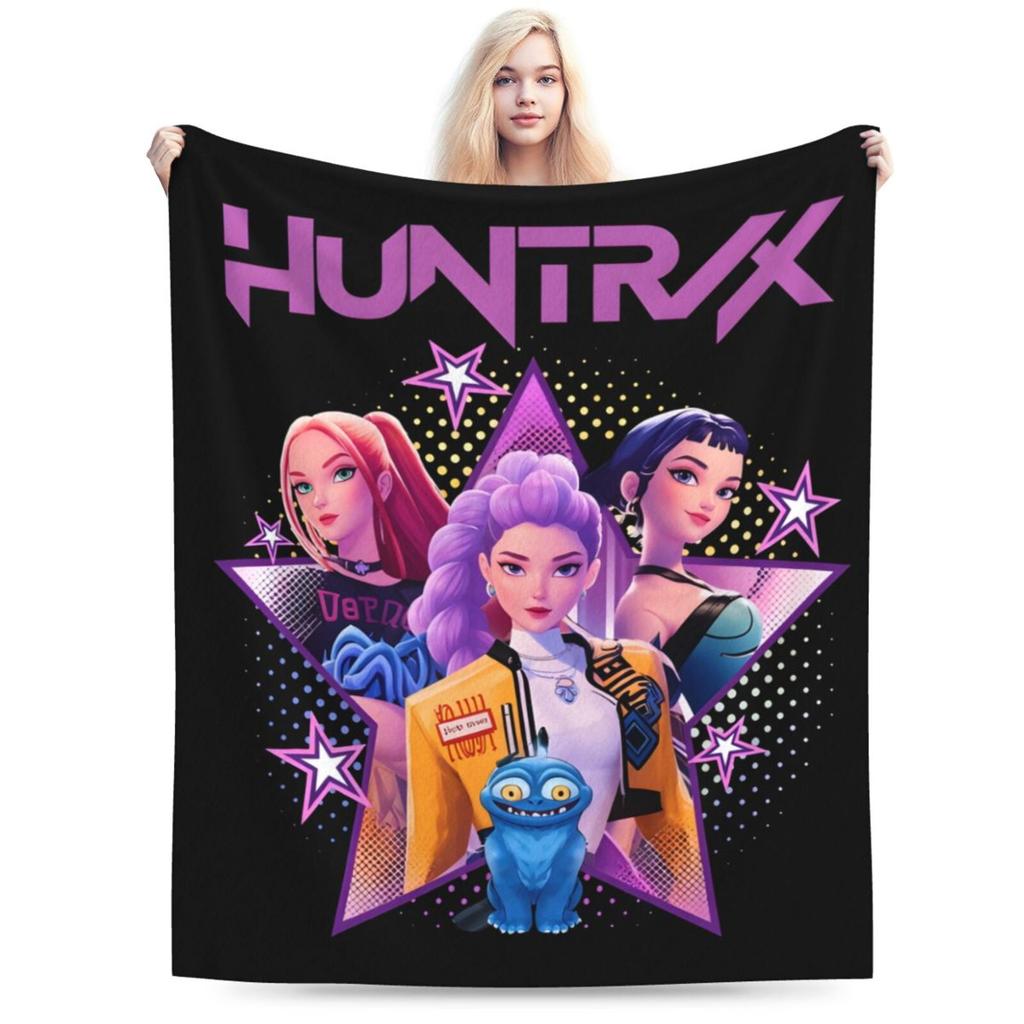 K Pop Demon Hunters Blanket Hot Rumi Mira Zoey Printed Multifunctional Flannel Throw Fan Gifts for Home Leisure Camping Travel