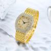 UTHAI H64 Montre Femme Entièrement Pavée Tempérament Bande Or Acier Forme Tonneau Ciel Étoilé Complet Vintage Mode Montres à Quartz