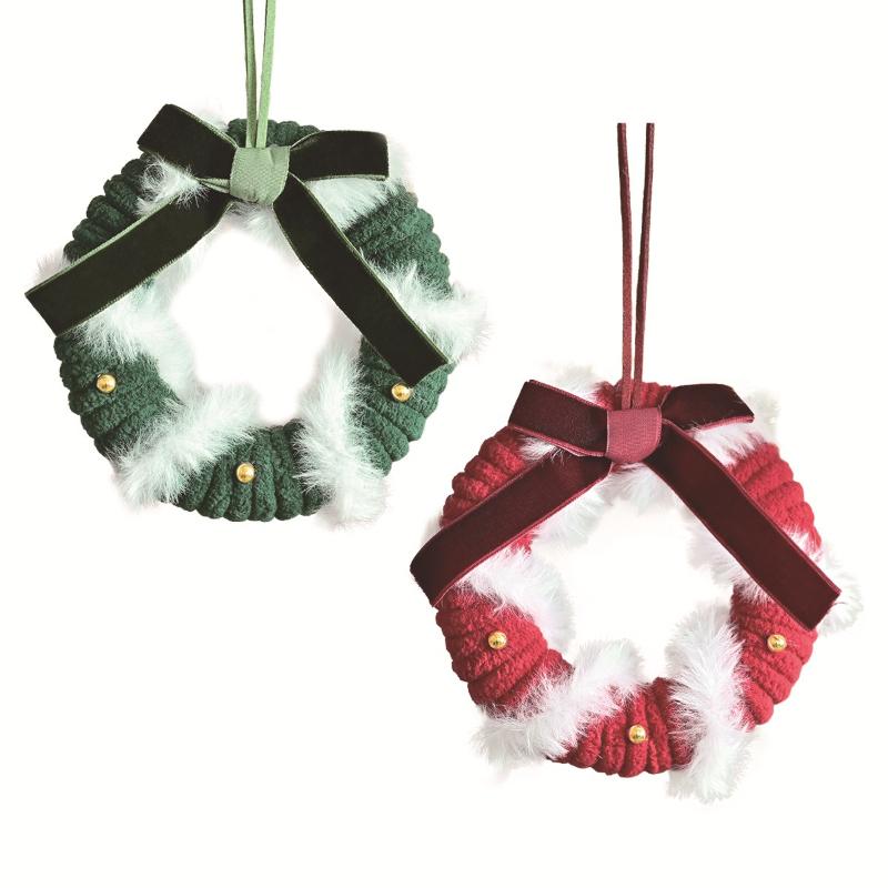 Plush Bell Bow Garland Hanging Decoration for Christmas Home Decoration Car Interior Gift Festive Atmosphere Props