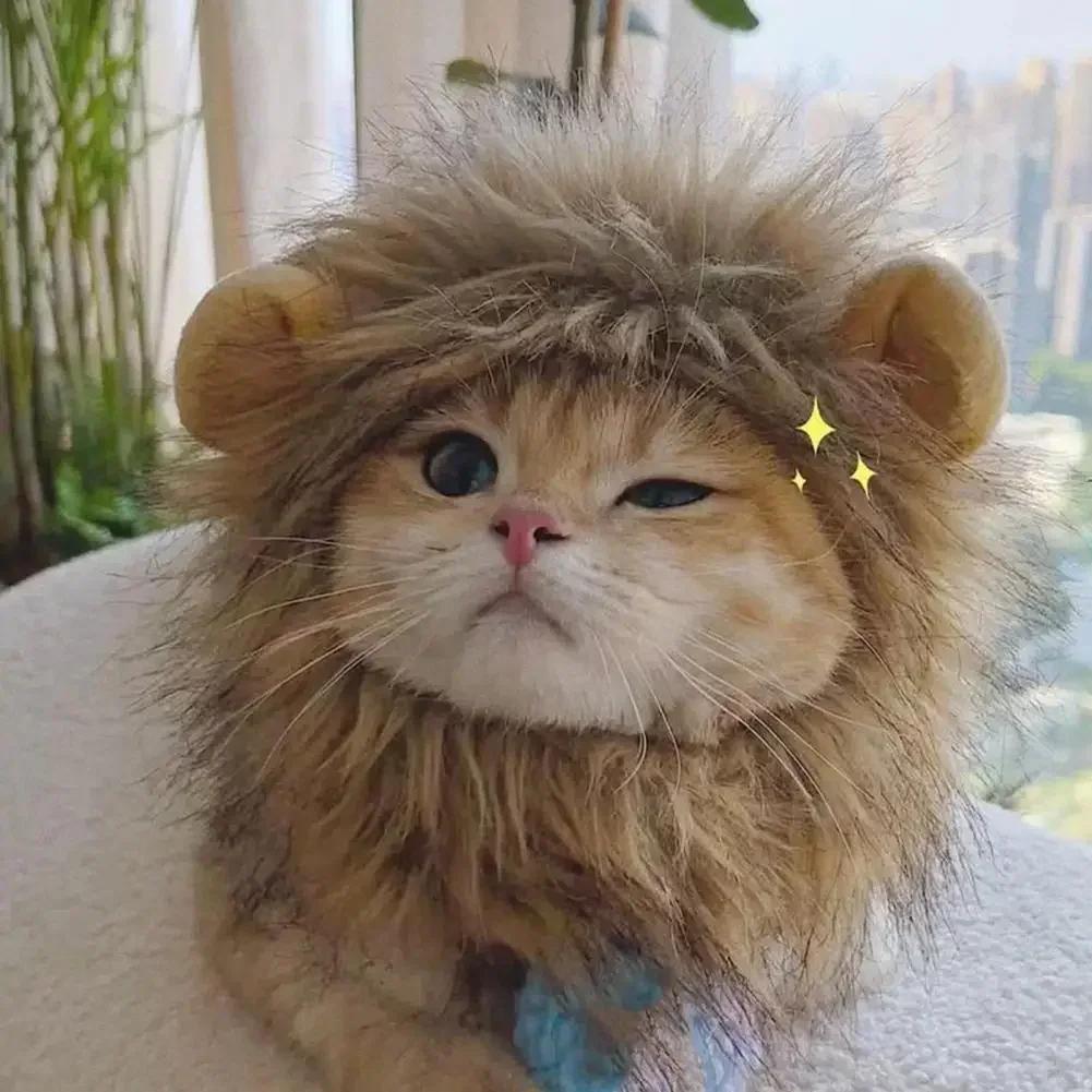 1PC Decorative Pet Hat Soft Lightweight Lion-style Hats Breathable Pet Hood Adorable Pet Photography Props Cat Costume Cosplay