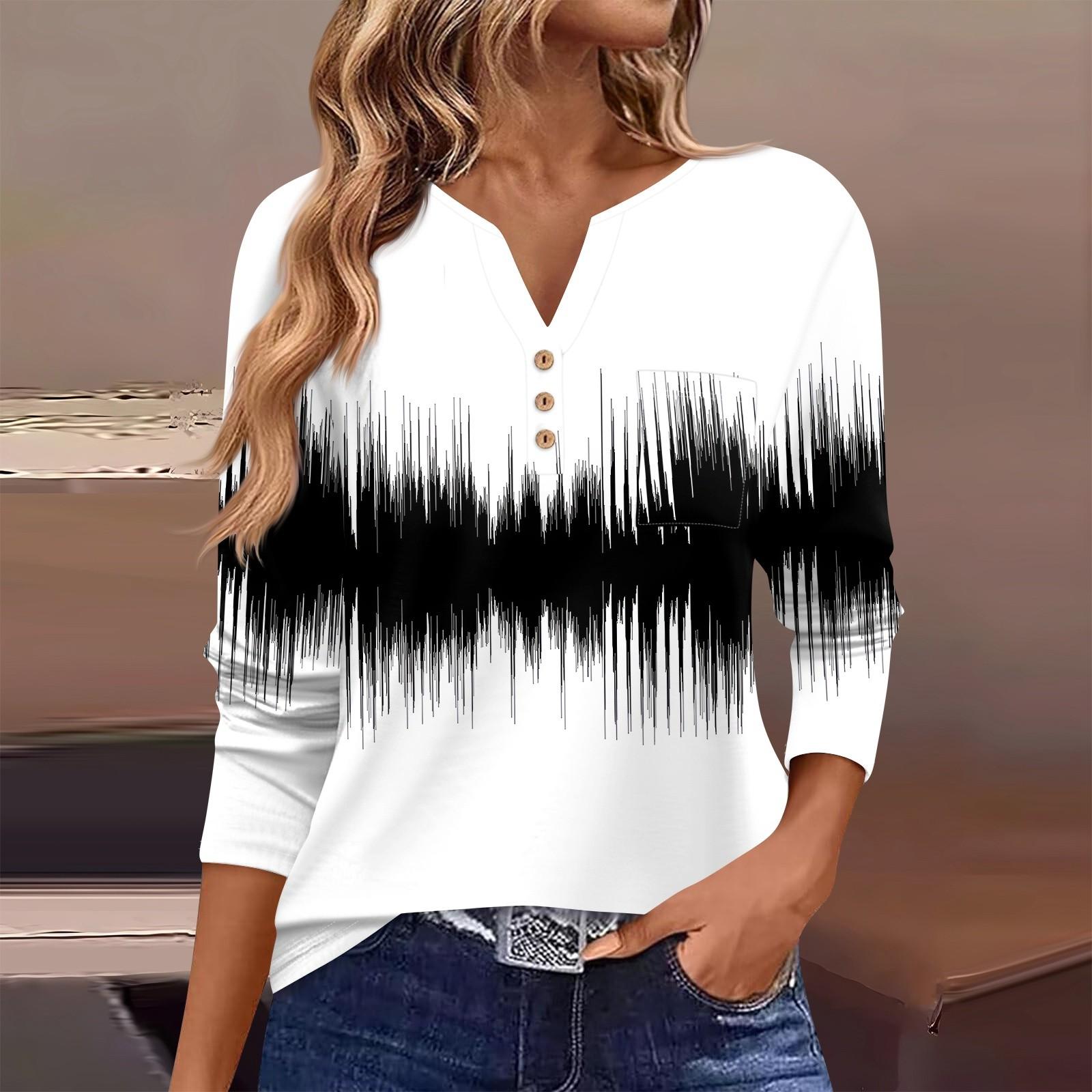 

Женская футболка с длинным рукавом на пуговицах, повседневная, выходного дня, модная, базовая, с V-образным вырезом, обычная, с карманом XL белый