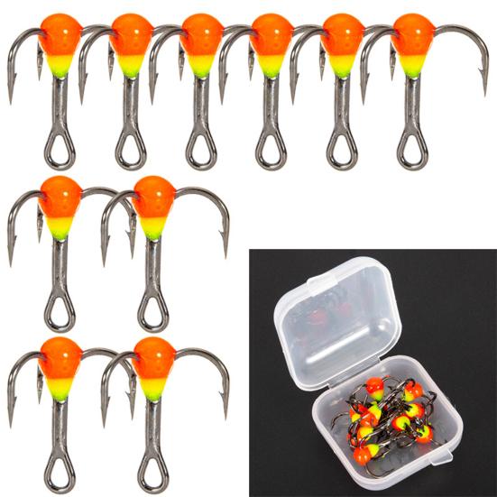 10Pcs/Box Mini Ice Fishing Hook Rust-resistant High Carbon Steel Good Toughness Solid Treble