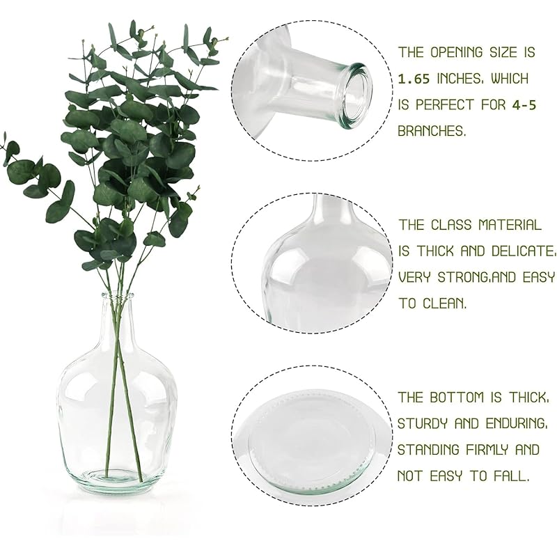 Bfttlity Clear Glass Vase Tall Farmhouse Vase for Branches Glass Vases for Centerpieces in Home Decoration (M) Medium