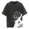 Anime Graphic T-shirts Streetwear Vintage Washed Cotton Oversized T Shirt for Men Loose Short Sleeve Tees Tshirt